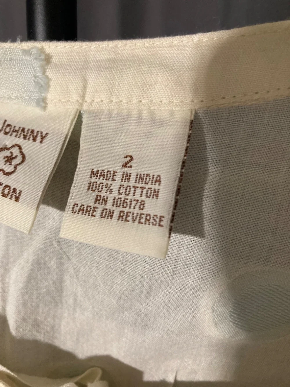 Johnny Cotton Breezy Blouse Boho Casual Coastal Cream and Blue Dots Sz S*